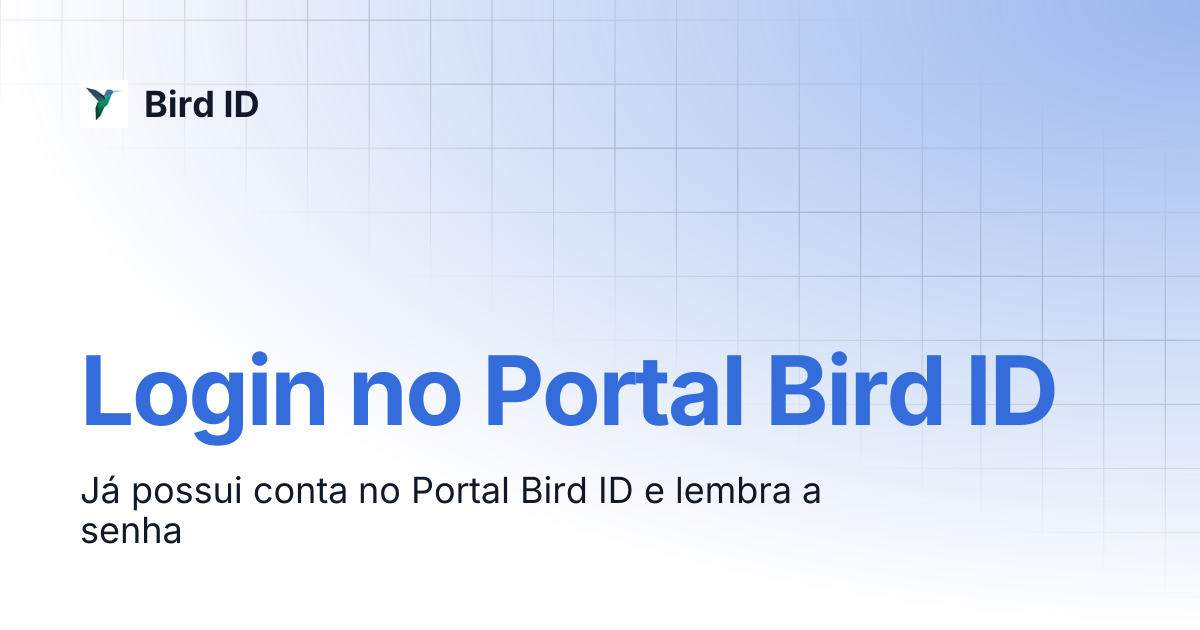 Login no Portal Bird ID | Bird ID
