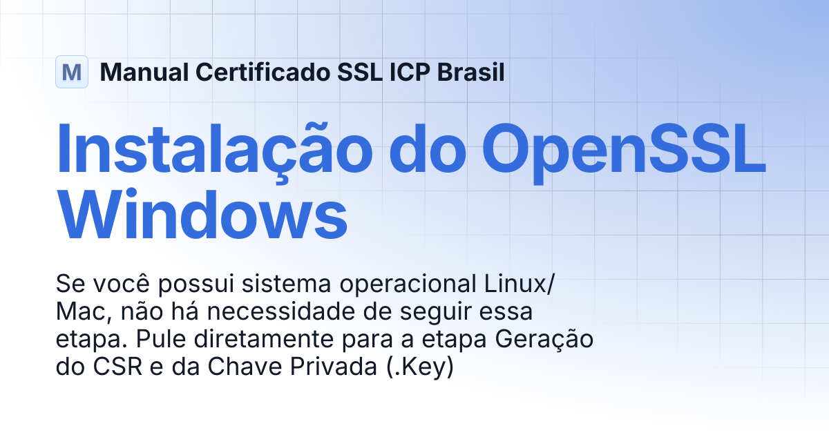 Instalação do OpenSSL Windows | Manual Certificado SSL ICP Brasil